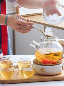 Large Capacity Glass Teapot, Heat-Resistant Water Kettle, Suitable For Steaming Juice, Fruit And Iced Tea, Home Kitchen Accessories - Multicolor - View 4