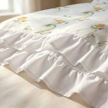 2/3pcs Pink Floral Pattern Fresh Elegant Design Ruffle Duvet Cover Set, Set Includes 1 Duvet Cover + 1/2 Pillowcases, No Filling - Soft Comfortable Breathable Bedding, Suitable For All Seasons, Perfect For Creating A Cozy Warm Bedroom, Guest Room, Ultra Soft Breathable Absorbent Bedding - Multicolor - View 8