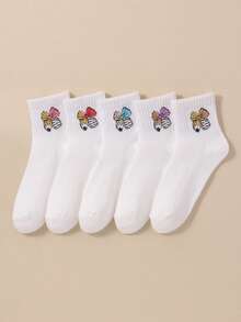 5/10/20 Pasang Kaos Kaki Bayi Acak Motif Pensil dan Pita, Kaos Kaki Bergaris Warna-warni untuk Anak-anak Halloween, Cocok untuk Anak Perempuan Pemakaian Sehari-hari di Musim Gugur dan Musim Dingin - MultiWarna - View 4