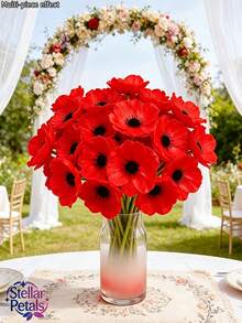 12pcs Spring Outdoor Decor Artificial Flowers, Exquisite Vibrant Poppy Flowers, Easy To Arrange Low Maintenance, Fade-Resistant Long-Lasting, All-Season Outdoor Artificial Flowers, Garden Atmosphere Decoration - Poppy - View 4