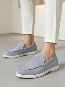Classic Designer Men's Moccasin Shoes, Luxury Suede Loafers, Soft Dress Shoes, Suitable For Daily Office, Party, Wedding, Romantic Dinner - Baby Blue - View 5
