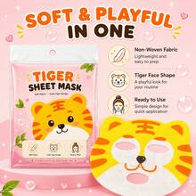 4pcs Tiger Face Sheet Masks, Suitable For Various Skin Types, Dry Tiger Print Compressed Mask Sheets, Home Skincare Instant Tiger Theme Makeup Effect, No Irritation, No Fragrance - Multicolor - View 6