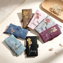 1 buah Dompet Bunga Kelahiran yang Dipersonalisasi, Dompet Panjang Kulit PU dengan Nama Kustom, Dompet Clutch Wanita dengan Resleting, Gaya Retro, Hadiah untuk Ibu, Istri & Teman - MultiWarna - View 7