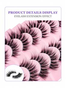 Sibeuna 7 Pairs Faux Mink Eyelashes False Eyelashes Crossed Natural Makeup Thick Dramatic Messy Eye 3D Curly Eyelashes - Black - View 5