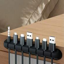 Desktop Cable Organizer Clip, Snap Design, 3/5/7 Holes, Compact And Portable, Enhanced Adhesive, Suitable For Fixing Data Cables, Organizing Cables, Compatible With School, Home, Office, Back To School Dorm Essentials, Office Supplies, Desktop Cable Organizer - Black - View 2