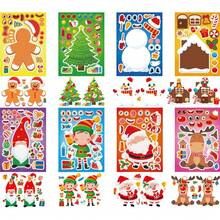 8/16 Christmas DIY Collage Stickers - Design Your Own Snowman, Christmas Tree And Santa Claus Scenes, Interactive Puzzle Toy Promotes Brain Development, Children's Party Gifts, Gift Wrapping, Classroom Activities, Christmas And Holiday Gifts - Mixed Color - View 2