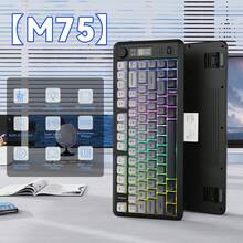 Free Wolf M75 Wireless Gaming Keyboard, RGB Backlit Rechargeable 2000mAh Battery, Compact Membrane With Mechanical Feel Keyboard With Smart Display And Knob, PBT Gradient Keycaps Compatible With PC And - View 1