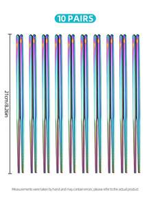 5/10 Pairs Reusable Metal Chopsticks Set, Stainless Steel Non‑Slip Chopsticks, 5 Colors, Dishwasher‑ For Asian Cuisine Home Kitchen Party Use - View 13