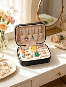 1pc Large Capacity Jewelry Box, Jewelry Storage Box, Multi-Functional Jewelry Display Box, Portable Travel Jewelry Box, Travel Essential, Perfect Gift For Women - Multicolor - View 4