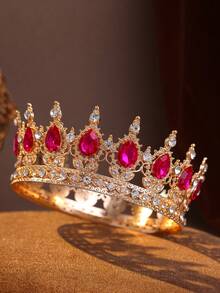 Sparkling Clear Crystal Full Crown, High-Quality Silver Tone Bridal Tiara For Special Occasions - Multicolor - View 19