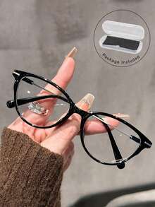 1 Pair/2 Pairs Retro Cat Eye Glasses, Y2K Small Frame Lightweight Transparent Lens Fashion Decorative Glasses, Metal Frame, Suitable For Daily Wear - Multicolor - View 19
