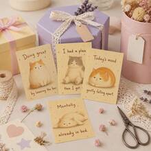 10pcs 10*12.7cm Aesthetic Cat Word Art Stickers Humorous Graphic Decals Card For Scrapbooking Wall Collage Gift Wrapping DIY Craft - 10Pcs - View 5