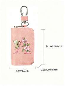 Pink Zipper Key Pouch With Little Elf Flower Letter, Matte Leather, Functional Key Pouch Suitable For Car, Home And Office - Perfect For Graduation, Teacher's Day - Neutral Design, Travel Accessory, Elegant Jewelry, Premium Craftsmanship, Professional Accessory, Great Gift For Classmates And Friends, Realistic, Mini, Minimalist Style, Perfect Wedding And Holiday Gift Or Accessory For Women's Handbag, Keychain, Valentine's Day Gift, Ideal Choice For Graduation Ceremony And Teacher's Day - Multicolor - View 11