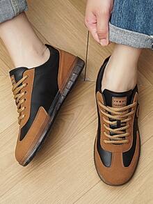 Sepatu Skate Pria Model Low-Top Bertali, Gaya, Sol Karet Tahan Aus, Cocok Untuk Pemakaian Sehari-hari dan Aktivitas Lari dan Kebugaran - Coklat - View 11