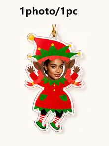 Custom Photo Christmas Ornament, Personalized Red Green Holiday Tree Hanging Decor, Festive Christmas Character Style, Customized Picture Keepsake, Customizable Christmas Decorations, Christmas Party Decor, Holiday Gift Accent, Christmas Gift 2026 - Multicolor - View 30