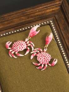 1pc Summer Versatile Exaggerated Hip-Hop Ins Ocean Style Animal Plastic Crab Earrings - Multicolor - View 4