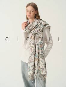 1pc Women's Floral Small Print Elegant Elegant Sweet Fashion Versatile Polyester Scarf For All Seasons Daily Wear - Brown - View 4