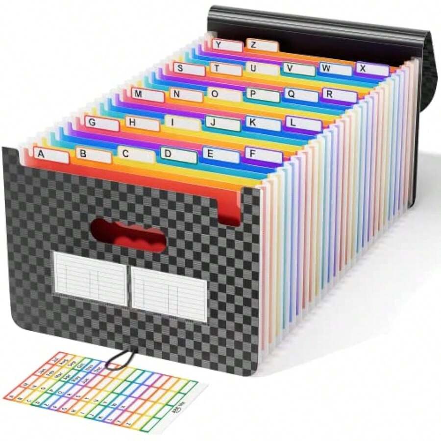 - Clasificador de fuelles archivador de almacenamiento de 26 compartimentos con tapa A4, camisa de papel administrativo, documen - tipo de estilo como en la imagen - Ver 1