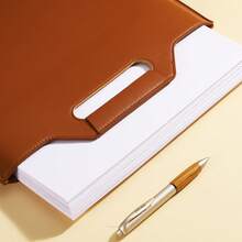 A4 PU Leather Document Holder Portfolio Folder, Large Capacity Handheld Business Briefcase File Organizer For Office School Travel Document Storage - Single Piece - View 7