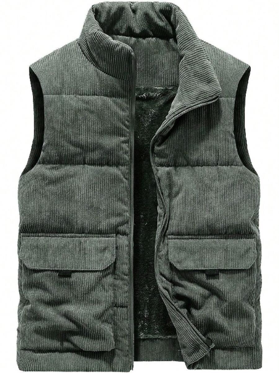 Plus Size Men Thermal Underwear Vests - Green - View 1