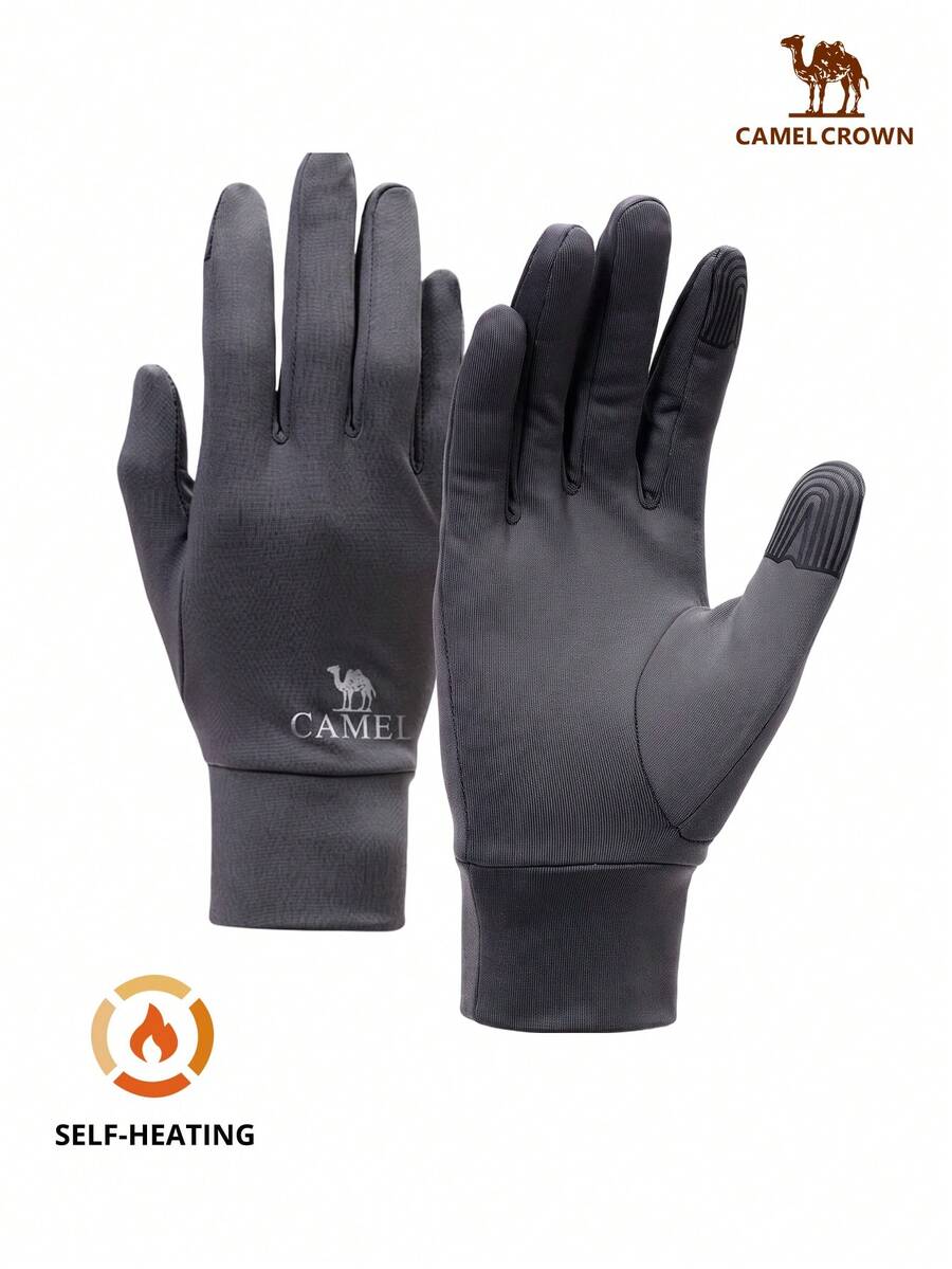 CAMEL CROWN Running Sports Windproof Warm Gloves, Anti-Slip Shock Absorbing Cycling Gloves