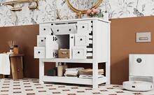 Bathroom Vanity Made Of Wood With 6 Drawers With Storage Foldable White - White - View 11