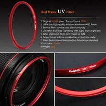 KnightX Red Frame UV Filter 49mm 52mm 55mm 58mm 62mm 67mm 72mm 77mm Lens UV Digital Filter Lens Protector For DSLR SLR Camera - View 4
