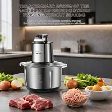 SOKANY 06014 Multi-Function Meat Grinder, 1000W High Power Motor, Approx. 5L Large Capacity, Three-Layer Stainless Steel Blades, Stainless Steel Body, Easy To Clean, Two-Speed Control, Meets Different Food Hardness Requirements - Silver - View 4
