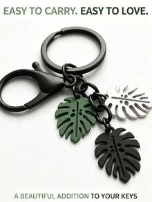 Monstera Leaf Keychain, Creative DIY Plant Combination Keychain, Car Keychain, Bag Charm, Anniversary Gift, Best Friend Gift, Gift For Him, Valentine's Day Gift, Holiday Small Gift, Gift For Friends And Family, Bag/Car Keychain - Multicolor - View 3