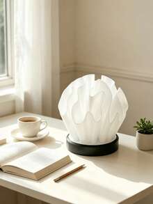 1/Pc Flower-Shaped Wavy Lamp Shade, Soft Translucent Table Lamp Shade, Home Space Atmosphere Decorative Accessory, Living Room Bedroom Luxury Artistic Lamp Shade - Pleated Lampshade - View 3