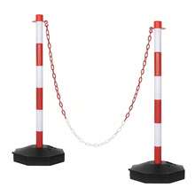 35'' Parking Delineators Post, 8 Sets Traffic Cone Stanchion With Base & 5FT Link Chain - Red And White Striped Chain Barriers For Parking Lot, Driveway, Road Construction - White & Red - View 1