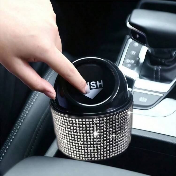 創意水鑽車用垃圾桶，多功能收納盒，車門槽杯架收納桶 - 鑲鑽迷你垃圾桶 - 查看 3