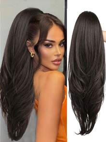 Clip-In Ponytail Extension 24 Inch Long Wavy Multi-Layer Clip-In Ponytail Hair Piece High Ponytail Soft Hair Piece For Women Deep Ginger - Multicolor - View 12
