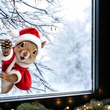 1/2pcs Squirrel Christmas Window Stickers, Christmas Squirrel Glass Decals, Vinyl Reusable, Suitable For Living Room And Bedroom Christmas Home Decor - Multicolor - View 7