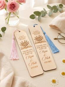 1pc Custom Text Wooden Bookmarks Wedding Favors For Guests, A New Chapter Begins, Bridal Shower Gifts, Save The Date - Multicolor - View 2