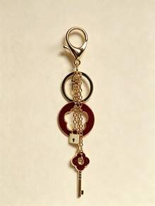 1pc Metal Bag Keychain Pendant, Purple-Red, Women's Metal Bag Chain Accessory, Fashion Chain, Niche Design, High-End Bag Decoration - Multicolor - View 6