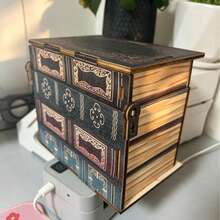 Hộp lưu trữ hình sách bằng gỗ phong cách vintage 2D phẳng có nắp - kệ trang trí văn phòng xếp chồng được, chất liệu gỗ, thiết kế có nắp, phù hợp dùng cho gia đình và văn phòng, không cần dùng điện - Nhiều màu - Xem 5