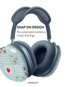 GIIPPA Glossy Hard Ear Cup Protective Cover Strawberry Pattern Unisex Anti-Scratch Shell Compatible With AirPods Max 1/2 Oval Over-Ear Headphones For Daily Commute, Campus, Cafe, Travel, Picnic And Other Scenarios Matching Accessories - Baby Blue - View 3