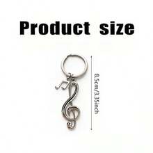 1pc Creative Simulated Musical Note Earphone Keychain, Fashionable Music Small Gift Pendant, Metal Musical Note Key Ring, Gift For Friends And Besties - Silver - View 4