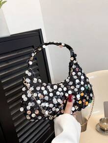 1 buah Tas Tangan/Tas Selempang Berpayet, Desain Resleting, Tali Bahu yang Dapat Diatur, Cocok untuk Pesta Malam, Pesta dan Lainnya, Dapat dengan Mudah Memuat Kebutuhan Sehari-hari, Barang Serbaguna, Cocok untuk Berbagai Gaya dan Acara. - MultiWarna - View 11