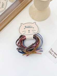 6/24pcs Sweet Girl Elastic Ponytail Hair Ties, Minimalist Basic Bow Hairbands, Candy Color High Elasticity Hair Accessories - Multicolor - View 12