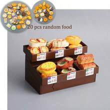 OBOVAY 1 Set Mini Miniature Bread Rack + Bread + Plate + Clip, Miniature Display/Vertical Bread Rack/Cabinet Bread Rack, Bread Miniature Model, Suitable For 14+ Teens - Brown - View 16