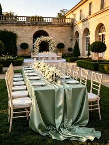 1pc Satin Rectangular Tablecloth, Smooth Fabric Tablecloth Suitable For Wedding, Party, Birthday Table Decoration, 57.09" X 104.33" (Approx. 145 X 265cm), Multi-Color - Multicolor - View 14