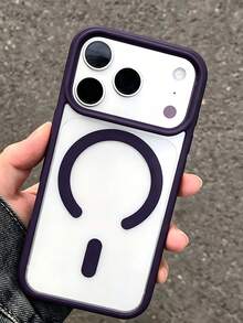 VRNOEI 極簡透明黑邊磁吸無線充電保護殼，適用 Galaxy S26 S25 S22 S21 S24 S23 Ultra Plus，防摔透明硬殼背蓋 - 深紫色 - 查看 6