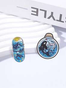 Ocean Shark Orca Whale Enamel Pin Set Skateboard Bottle Cartoon Marine Animal Lapel Badge For Backpack Jacket Decor - Multicolor - View 6