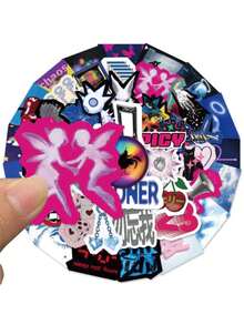50pcs/Set Stiker Estetika Punk Kartun Retro, Stiker Dekoratif untuk Koper, Notebook, Laptop, Gitar, Ponsel, Alat Tulis, Kulkas, Stiker Remaja - Set - View 8