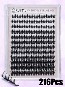 216 Clusters D Curl Spiky False Eyelash Clusters, Dramatic Voluminous Lightweight Spiky Single Cluster Eyelashes, Soft Reusable DIY Eyelash Extension Kit, Suitable For Daily, Date, Party, Photo And Nightclub - D - View 9