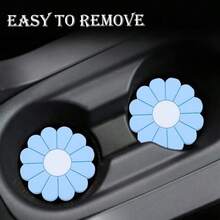 2PCS Daisy Pattern Car Cup Holder Mats, 2.75 Inch Universal Size, Silicone Non-Slip Wear-Resistant, Protect Original Car Cup Holder, Personalized Car Interior Decoration - Daisy Car Cup Holder Coaster - View 12