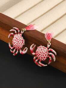 1pc Summer Versatile Exaggerated Hip-Hop Ins Ocean Style Animal Plastic Crab Earrings - Multicolor - View 6