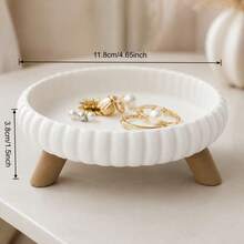 Decorative Striped Jewelry Tray With Support Feet, Desktop Ring Earring Necklace Accessory Dish, Vanity Jewelry Storage Organizer Box, Home Decor - Multicolor - View 6